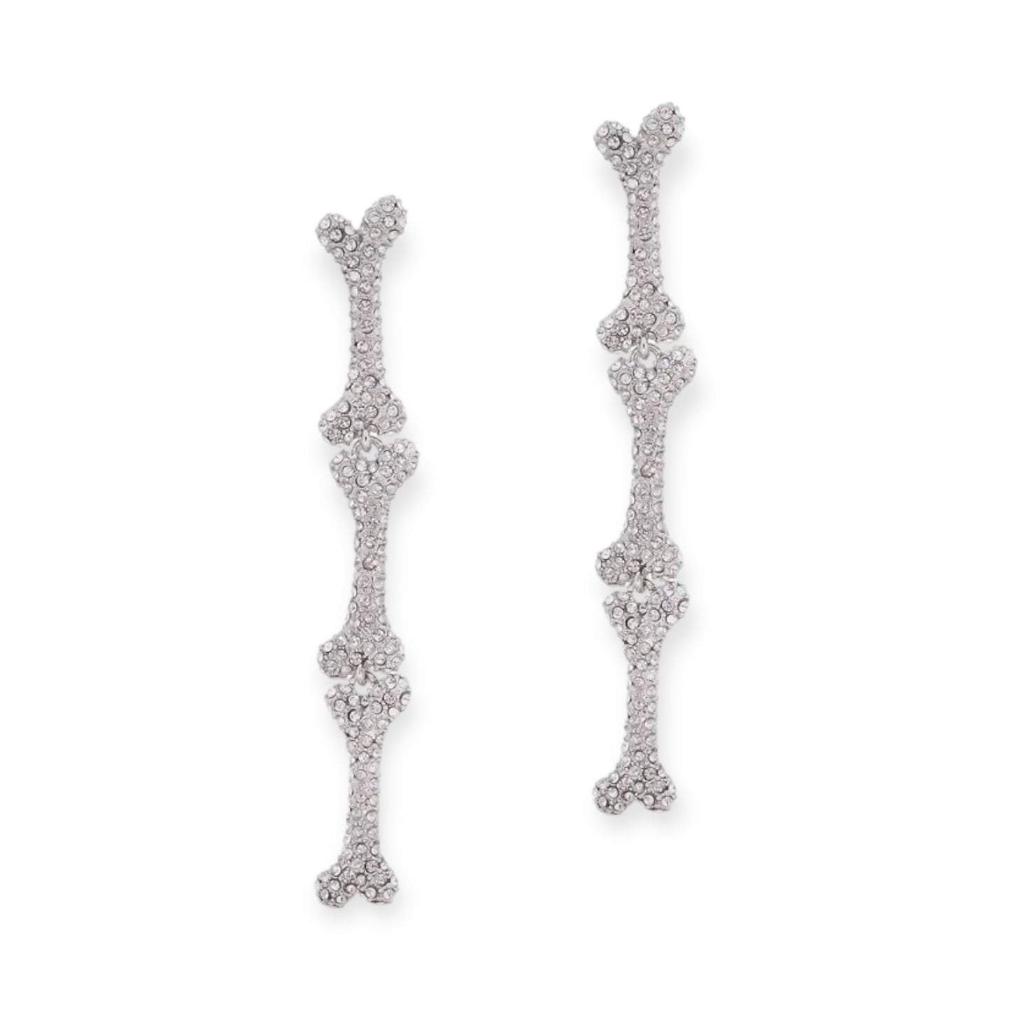 Multi Hanging Bones Gem Studded Gold & Silver Stud Earrings (2 Colors)
