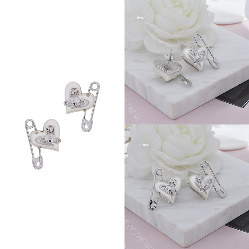 Heart Safety Pin Paperclip Earrings (3 Colors)