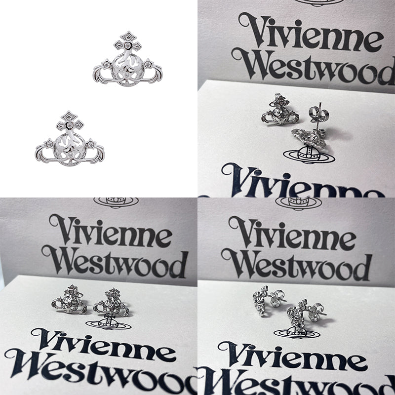 Abstract Gapped Orb Pendant Gem Star Details Gold & Silver Stud Earrings (2 Colors)