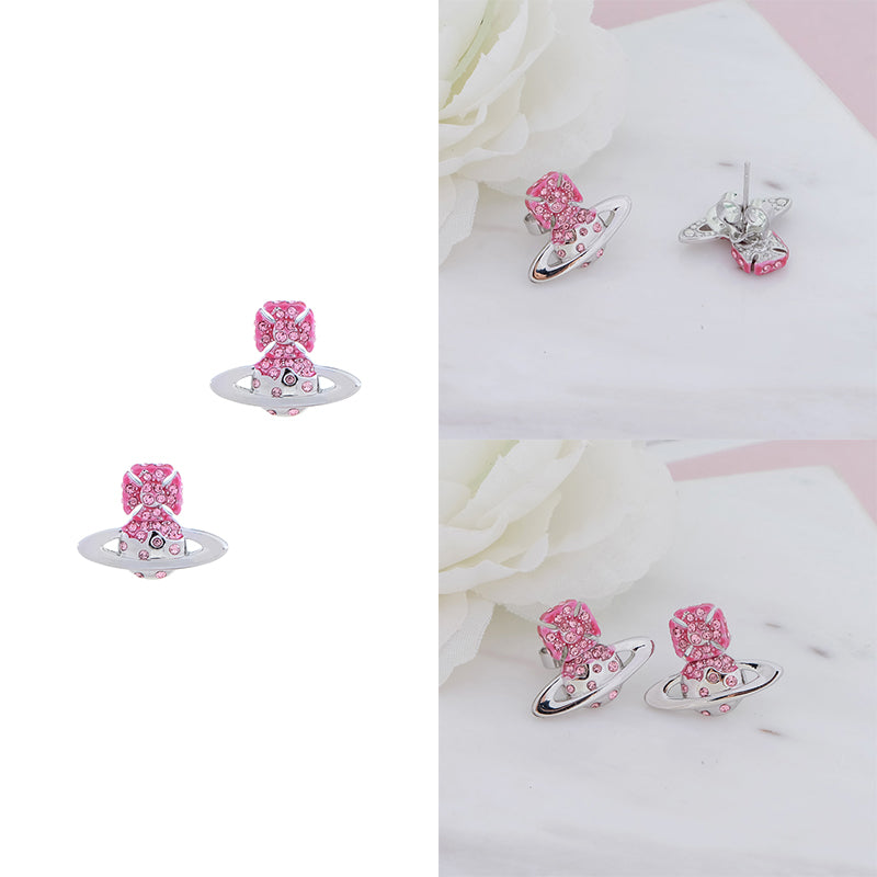 Metallic Colored Multi Gemstone Orb Pendant Stud Earrings (5 Colors)