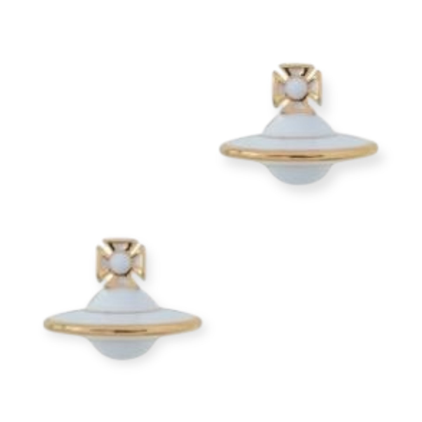 Pastel Outlined Pendant Orb White & Baby Pink Stud Earrings (2 Colors)