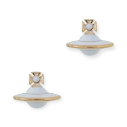 Pastel Outlined Pendant Orb White & Baby Pink Stud Earrings (2 Colors)