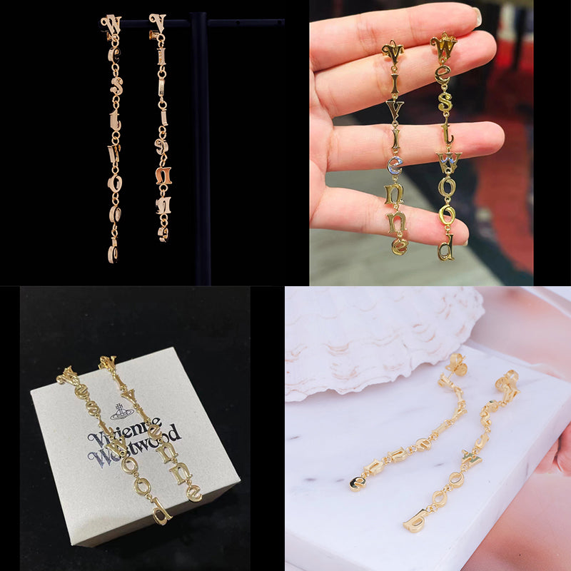 Lowercase Spellout Hanging Text Orb Gold & Silver Stud Earrings (2 Colors)