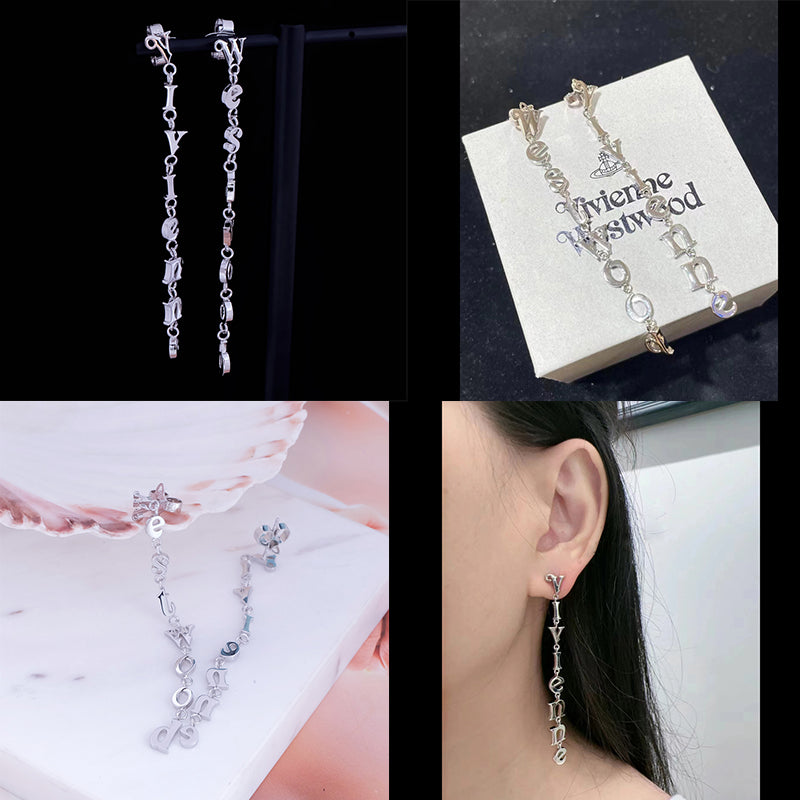 Lowercase Spellout Hanging Text Orb Gold & Silver Stud Earrings (2 Colors)