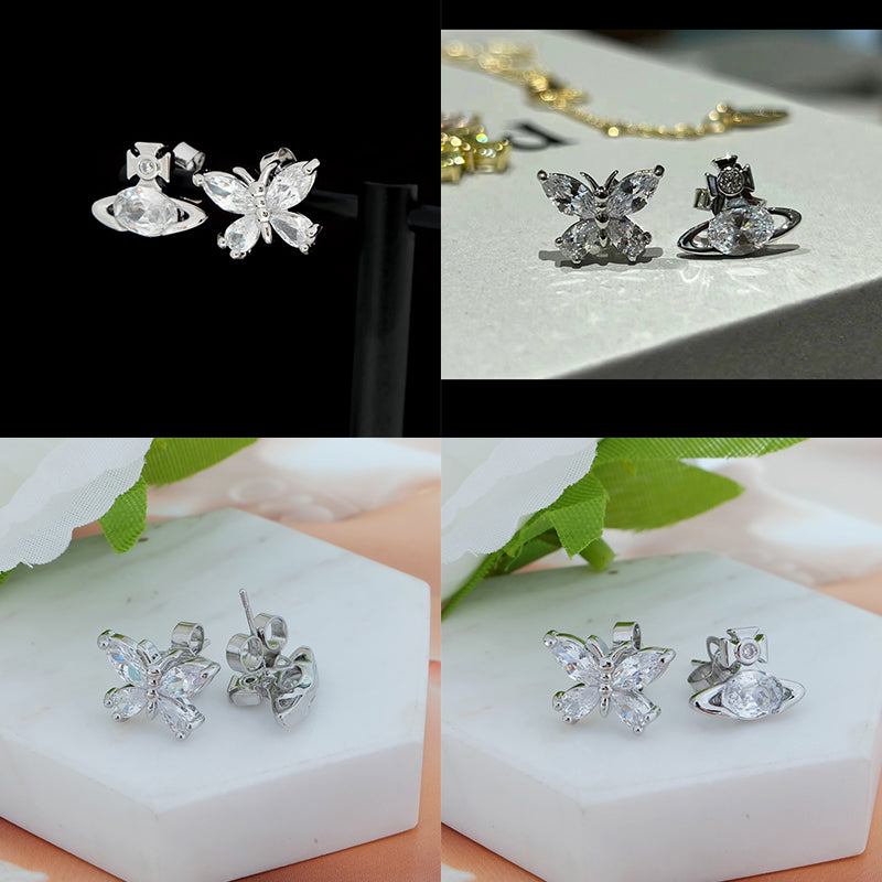 Butterfly Gemstone Earrings (3 Colors, 2 Styles)