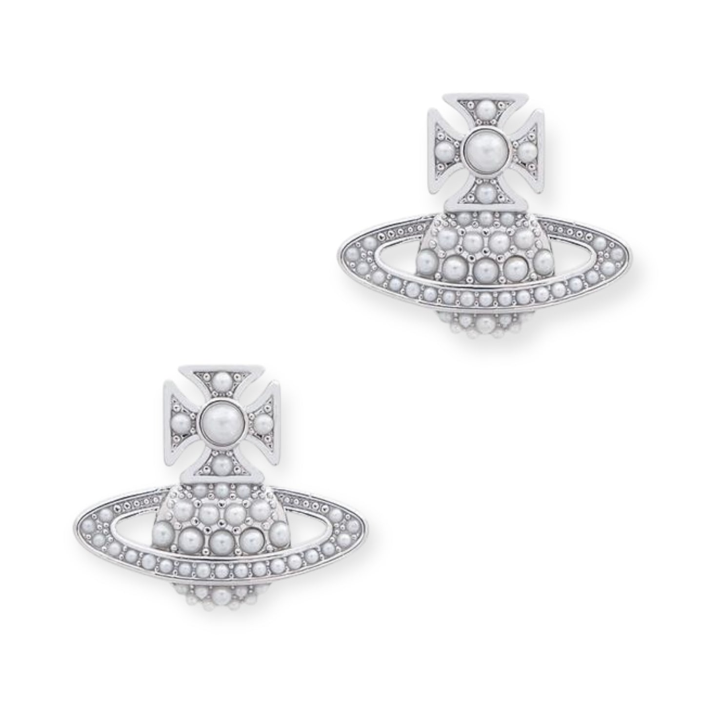 Pearl Studded Orb Pendant Stud Earrings (3 Colors)