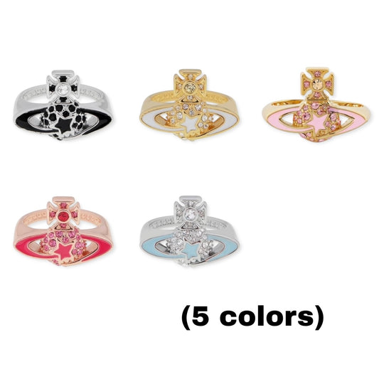 Shooting Star Mini Gem Studded Orb Pendant Ring (5 Colors)