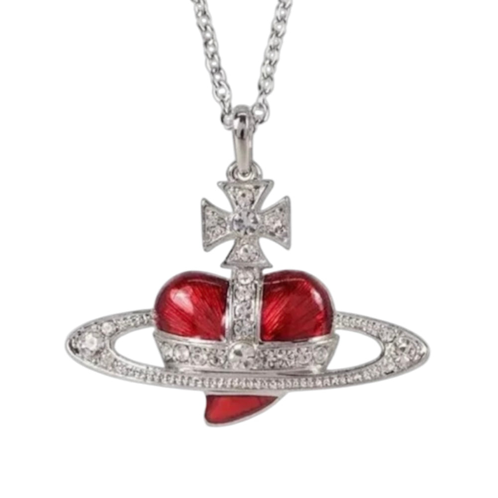 Heart Shape Planet Gem Orb Pendant Necklace (4 Colors)