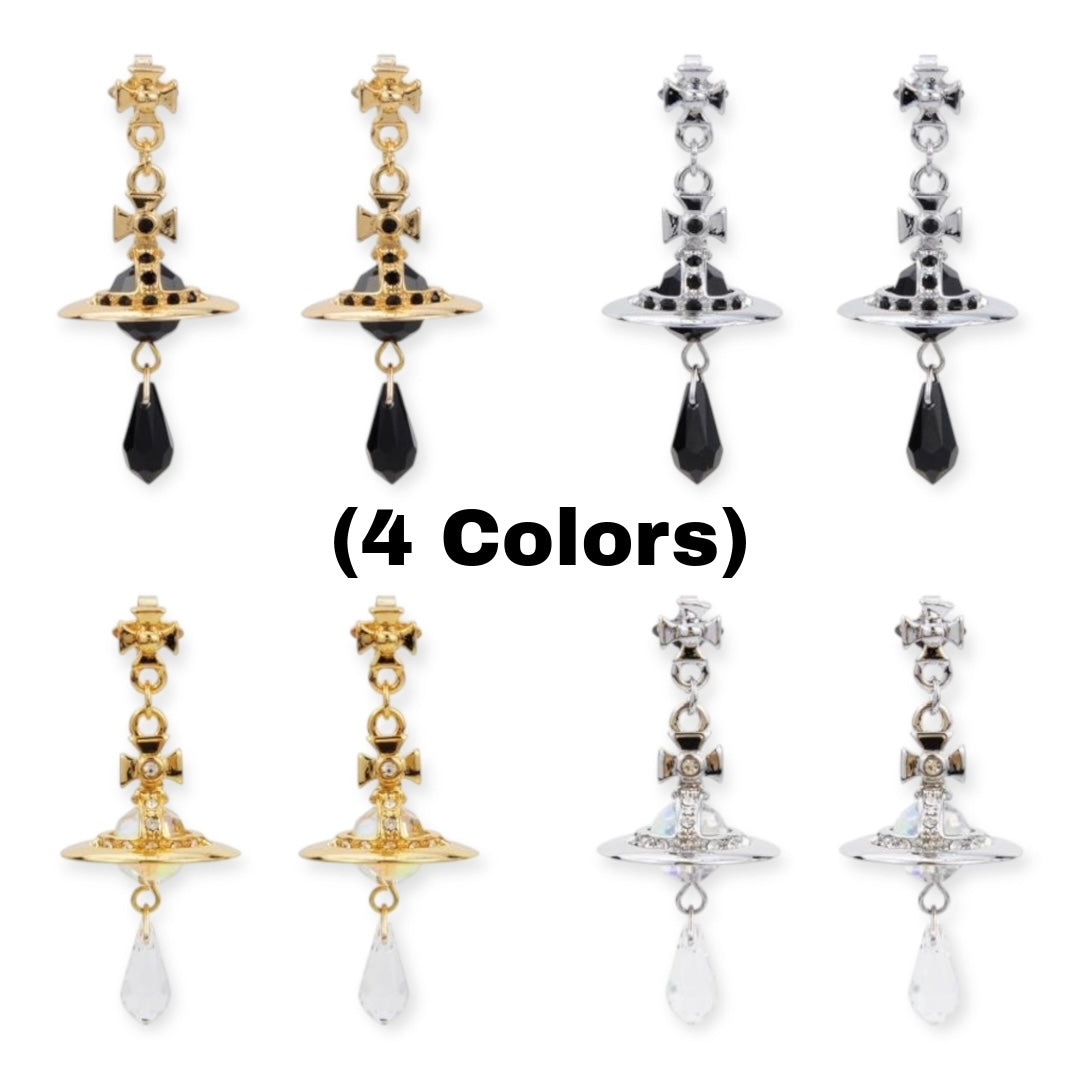 Crystal Orb Water Drop Pendant Earrings (4 Colors)