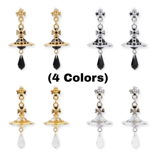 Crystal Orb Water Drop Pendant Earrings (4 Colors)