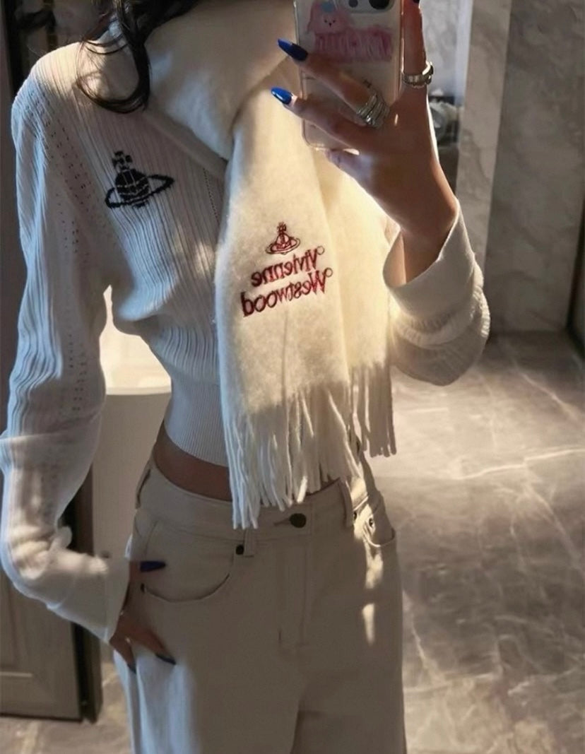 Cream & Burgundy Orb Scarf