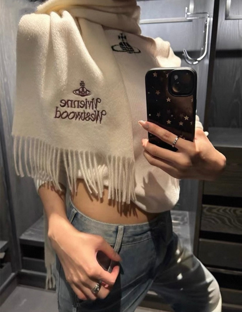 Cream & Burgundy Orb Scarf