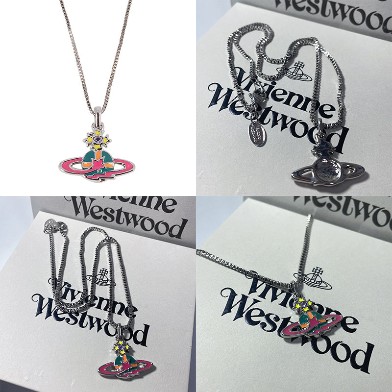 Multicolor Mini 10MM Orb Shooting Star Saturn Necklace (3 colors)