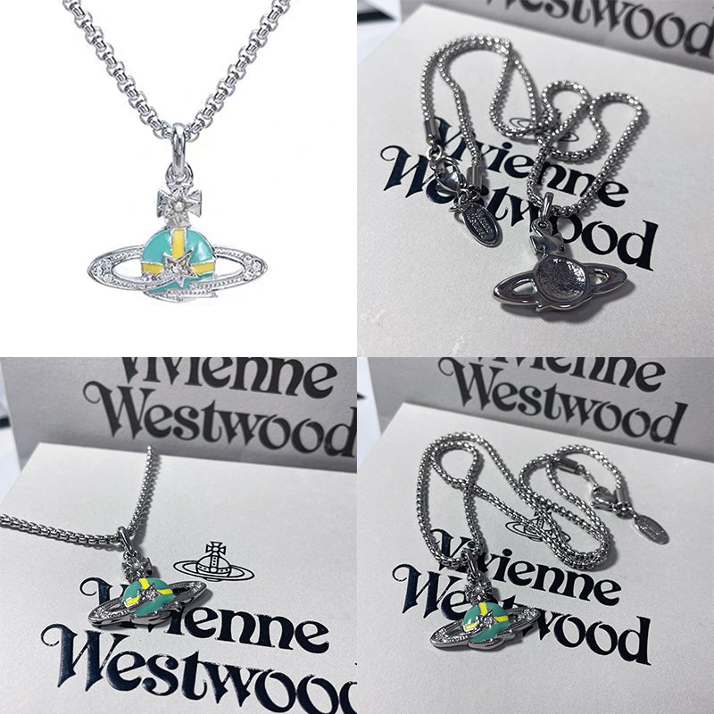 Multicolor Mini 10MM Orb Shooting Star Saturn Necklace (3 colors)