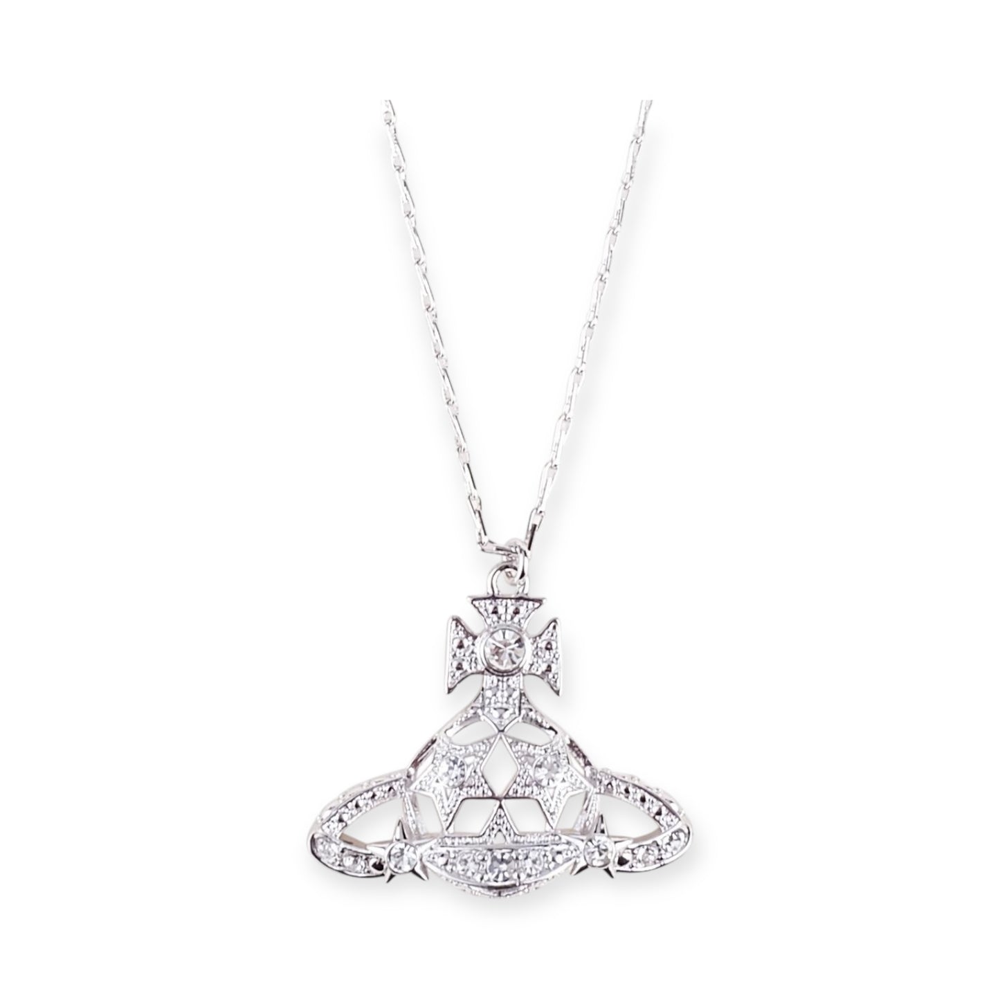 Star Gem Studded Orb Pendant Necklace Gold & Silver (2 colors)