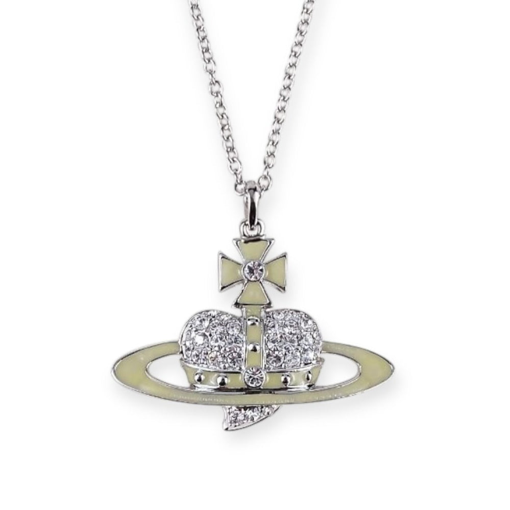 Heart Shape Yellow & Silver Orb Pendant Necklace