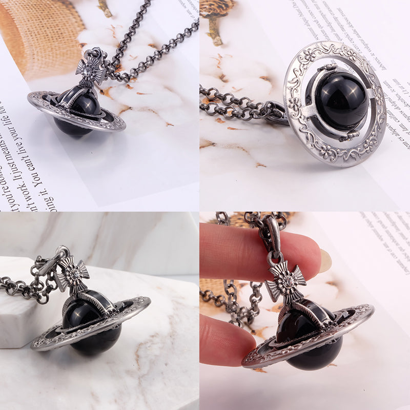 Detailed Gothic Orb Pendant Necklaces Purple & Dark Silver Colorways *20MM & 10MM*