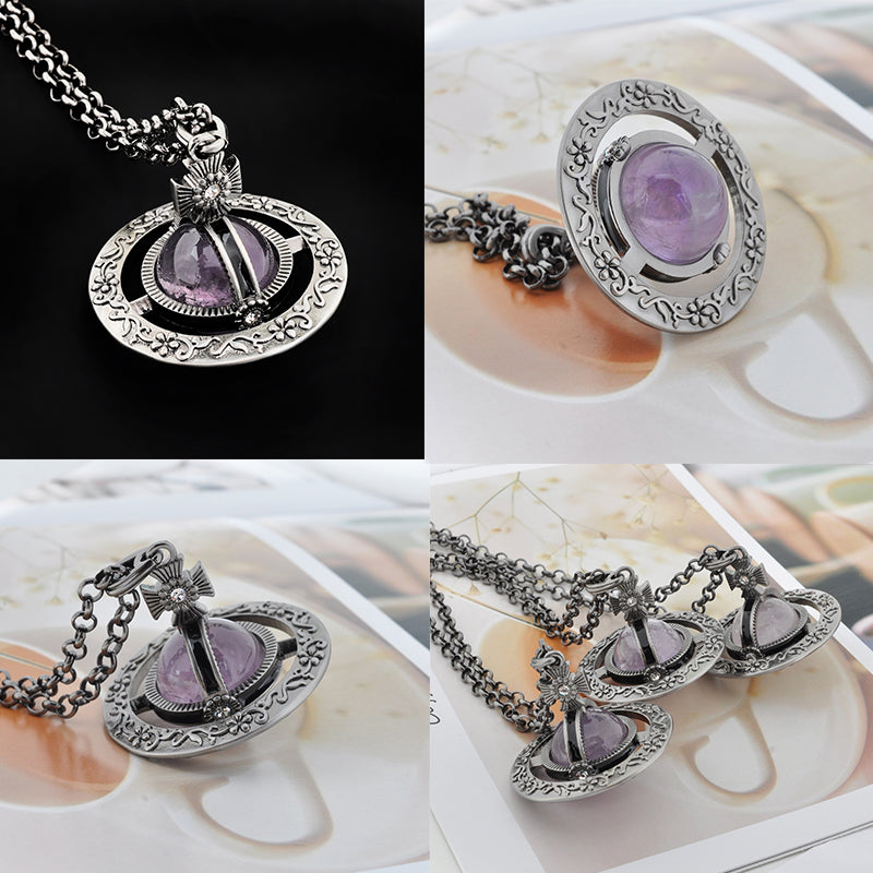 Detailed Gothic Orb Pendant Necklaces Purple & Dark Silver Colorways *20MM & 10MM*