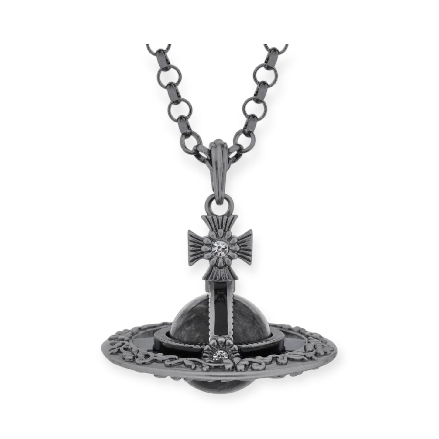 Detailed Gothic Orb Pendant Necklaces Purple & Dark Silver Colorways *20MM & 10MM*