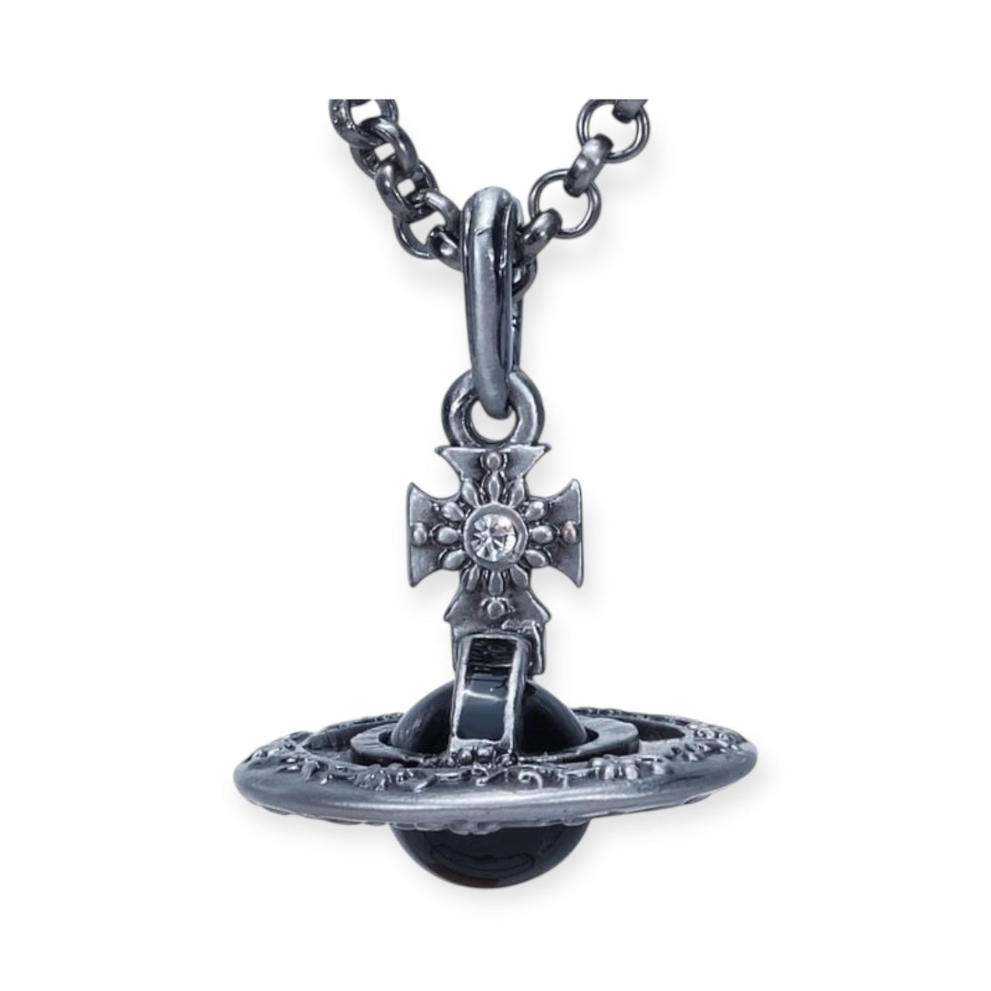 Detailed Gothic Orb Pendant Necklaces Purple & Dark Silver Colorways *20MM & 10MM*