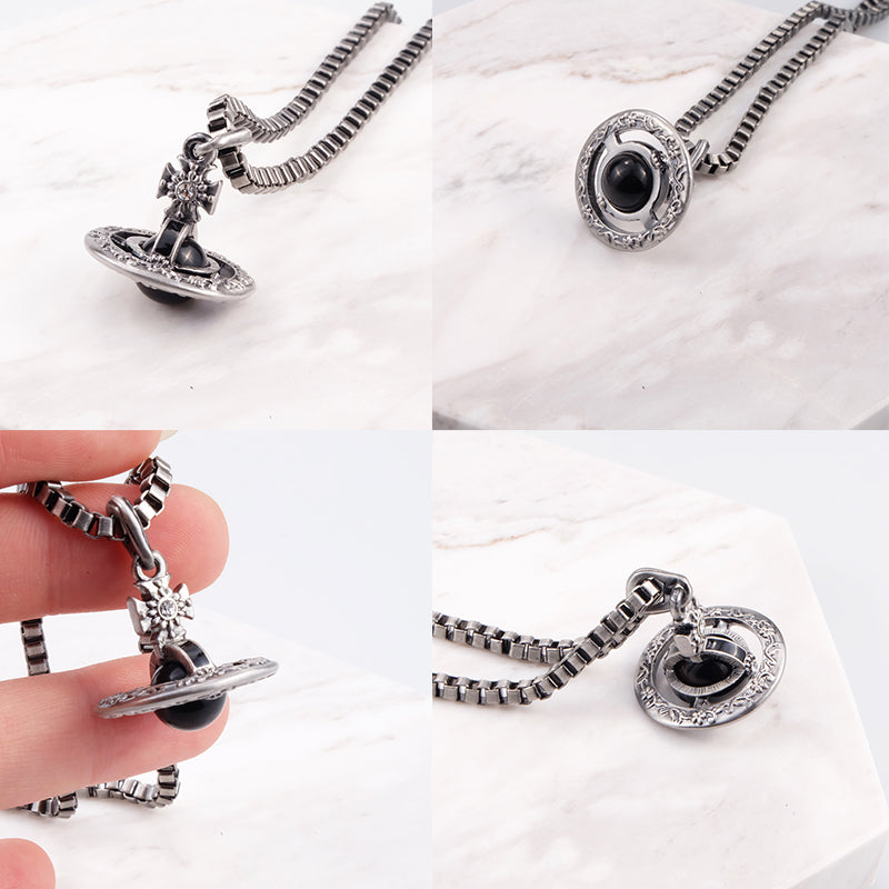 Detailed Gothic Orb Pendant Necklaces Purple & Dark Silver Colorways *20MM & 10MM*