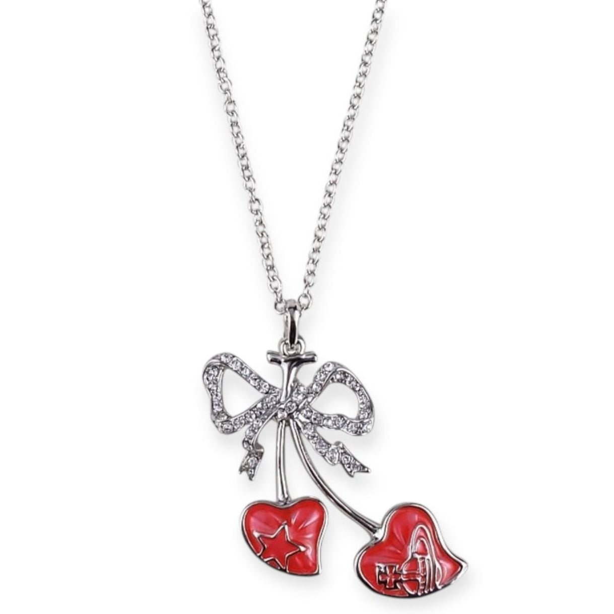 Cherry Fruit Double Heart Pendant Necklace