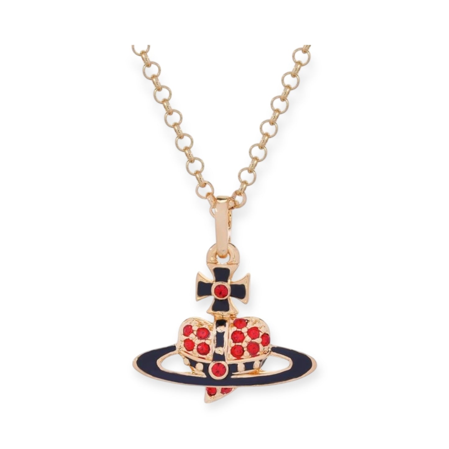 Heart Shaped Mini Gem Studded 10MM Pendant Orb Necklace (2 colors)