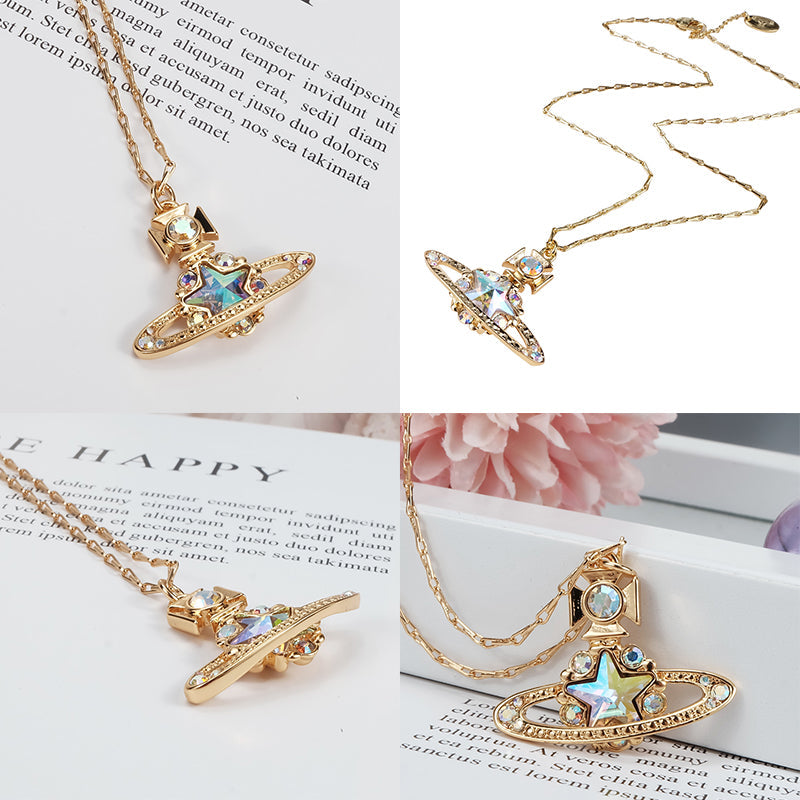 Star Pendant Orb Necklace Gold & Silver *2 colors*