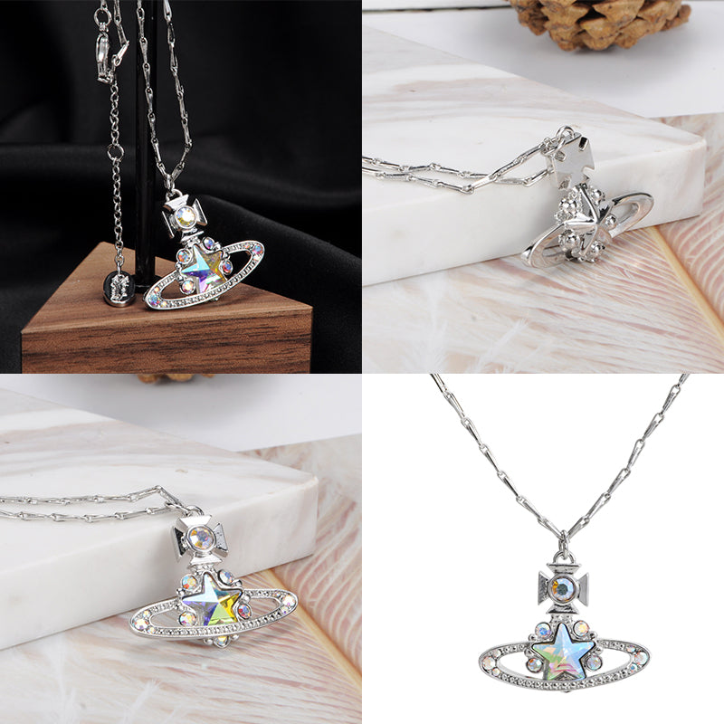 Star Pendant Orb Necklace Gold & Silver *2 colors*