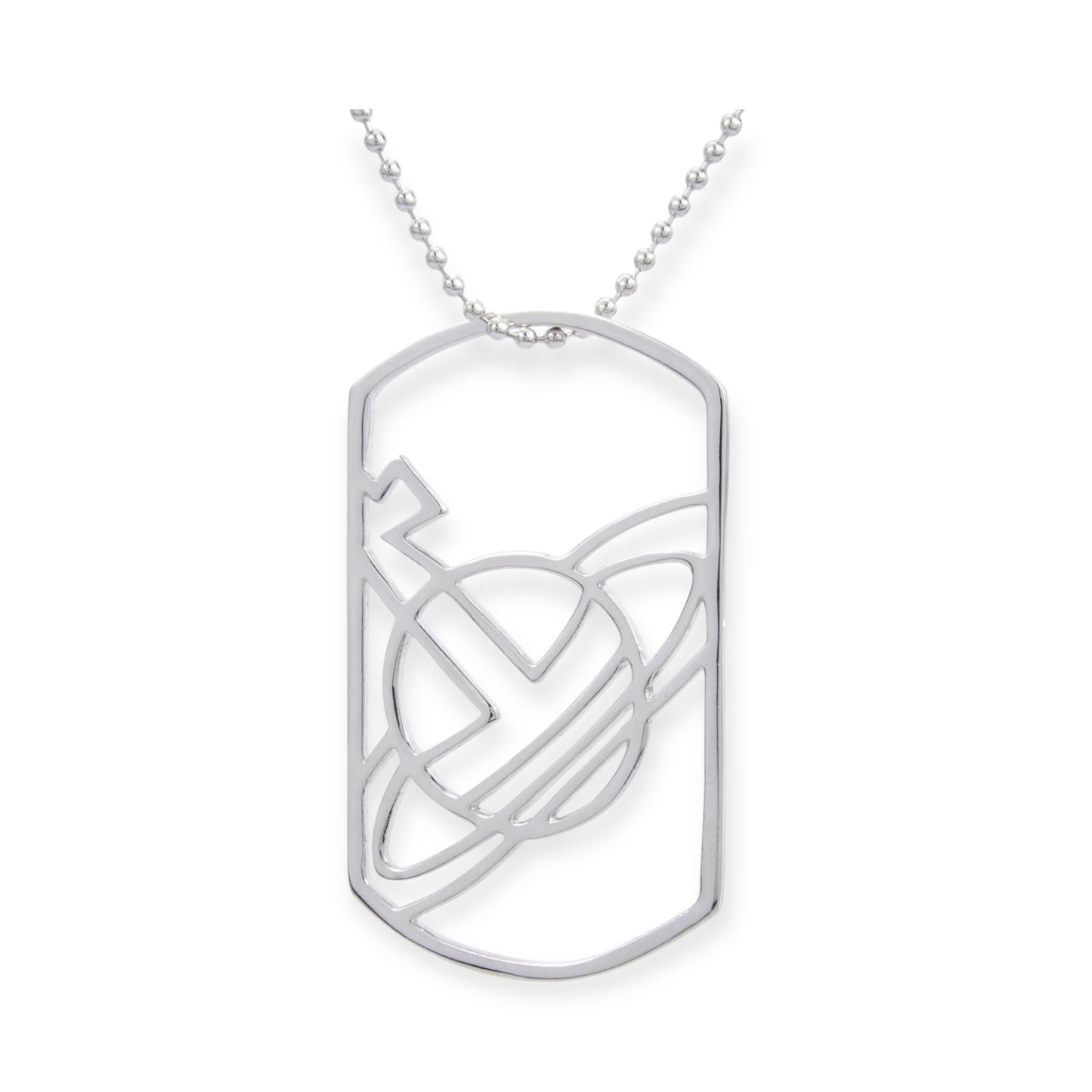 Orb Outline Silver Pendant Dog Tag Necklace