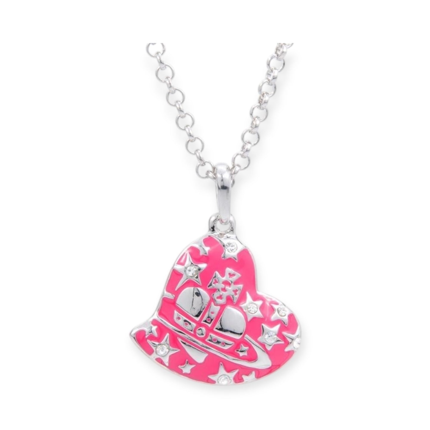 Heart Shape Asymmetrical Hanging Star Gem Studded Pendant Necklace (3 Colors)