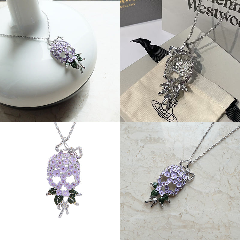 Flower Skull Lilac Green Necklace