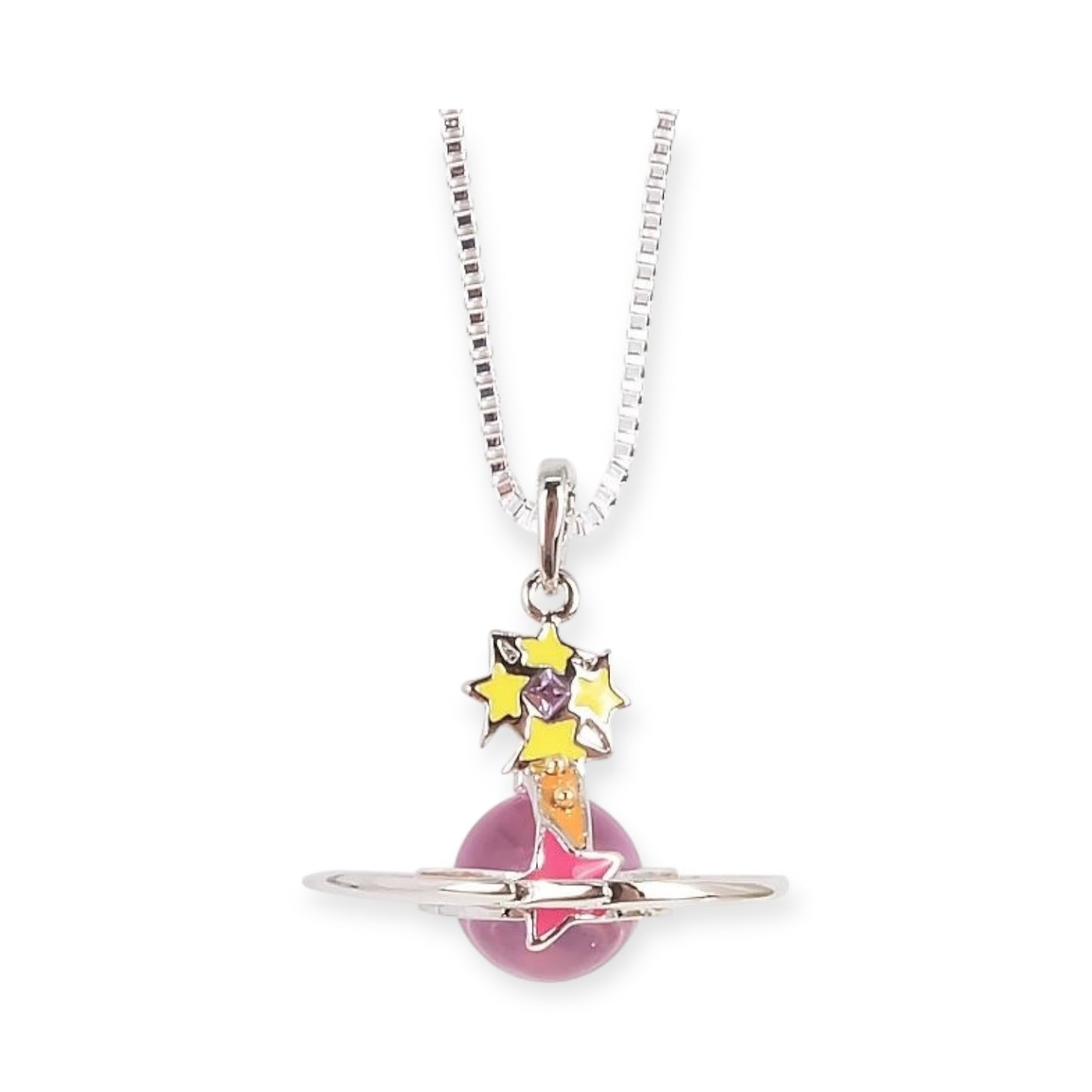 Shooting Star Meteor Colorful Abstract Orb Pendant Star Necklace (20MM & 10MM)