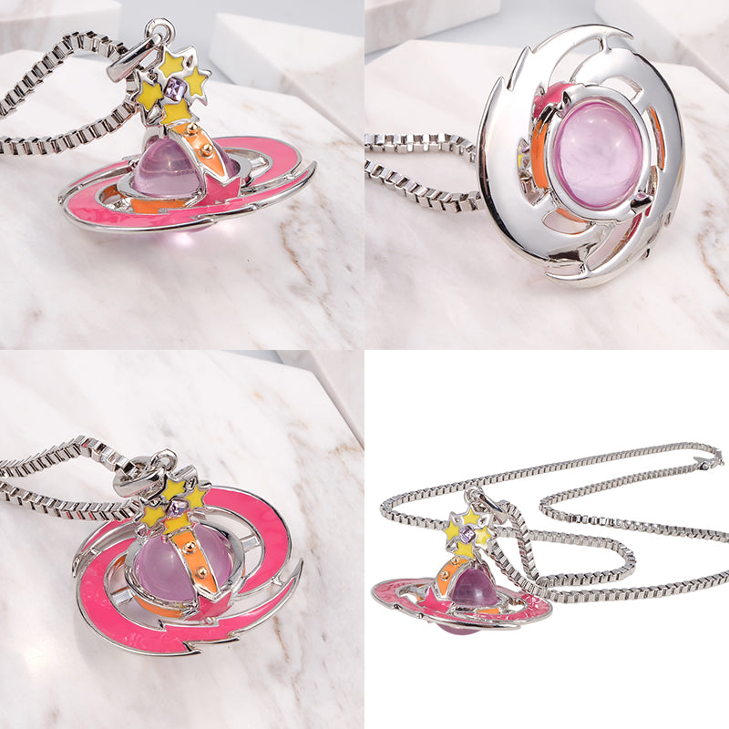 Shooting Star Meteor Colorful Abstract Orb Pendant Star Necklace (20MM & 10MM)