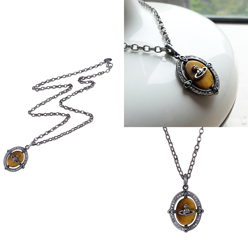 Dark Silver Wooden Orb Pendant Necklace