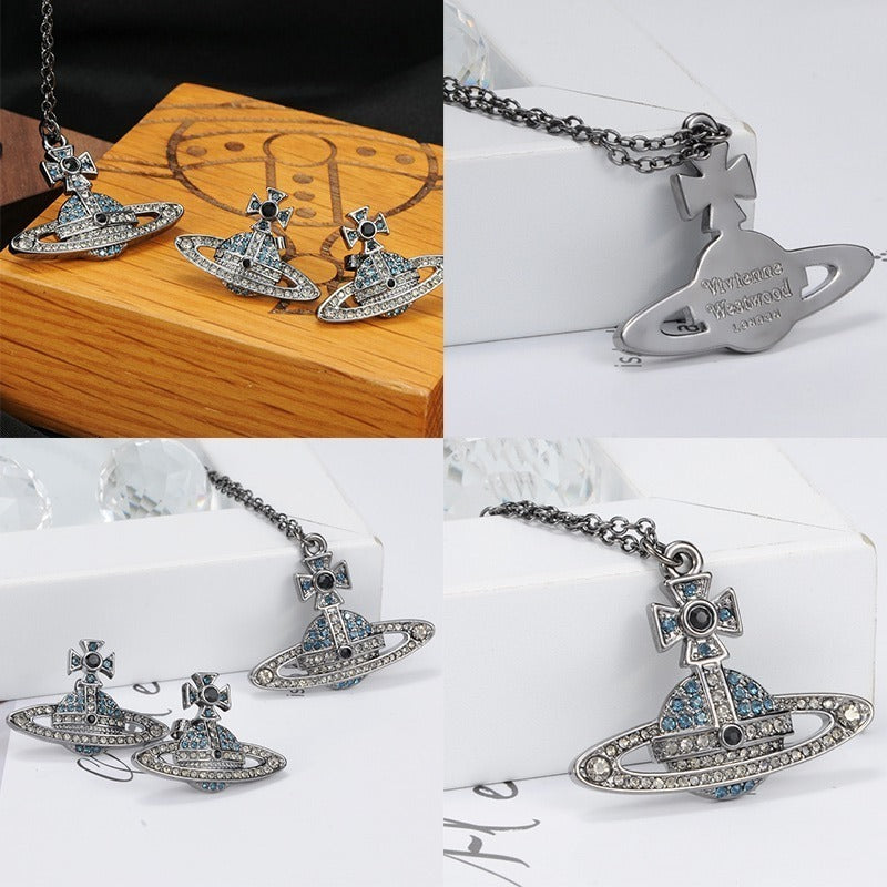 Gem Studded 2D Orb Pendant Necklace (5 Colors)