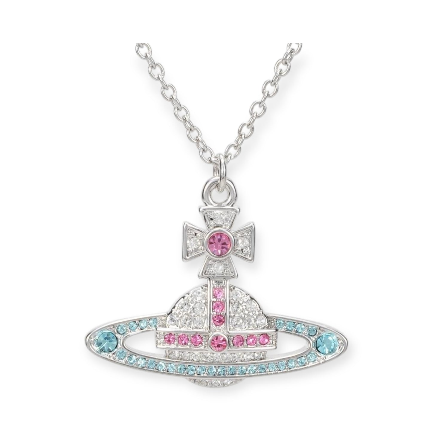 Gem Studded 2D Orb Pendant Necklace (5 Colors)