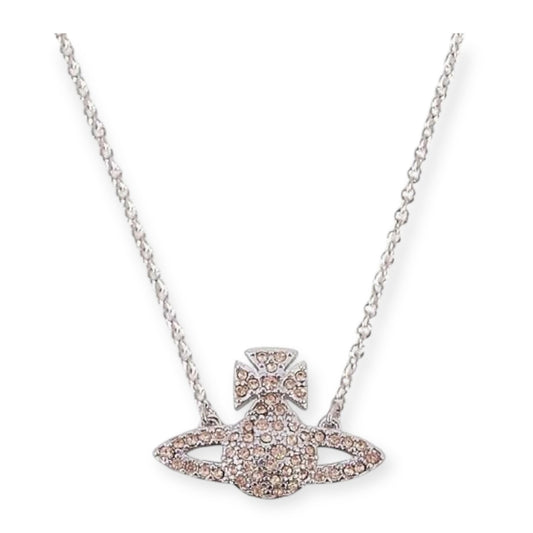 Champagne Color Gem Studded Orb Pendant Necklace