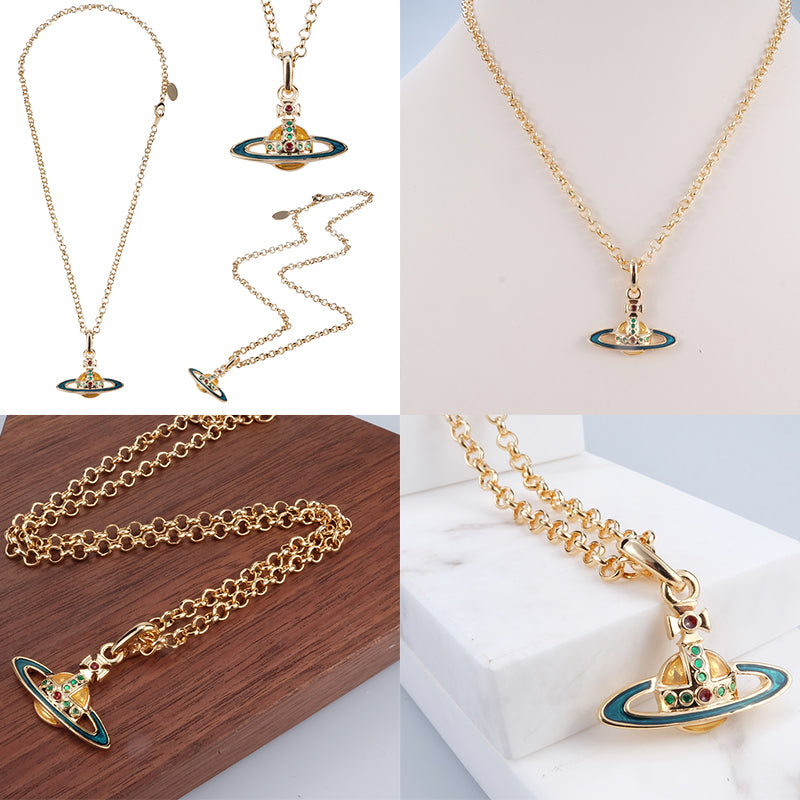 Mini Colorful Abstract 10MM Orb Pendant Necklace (7 Colors)