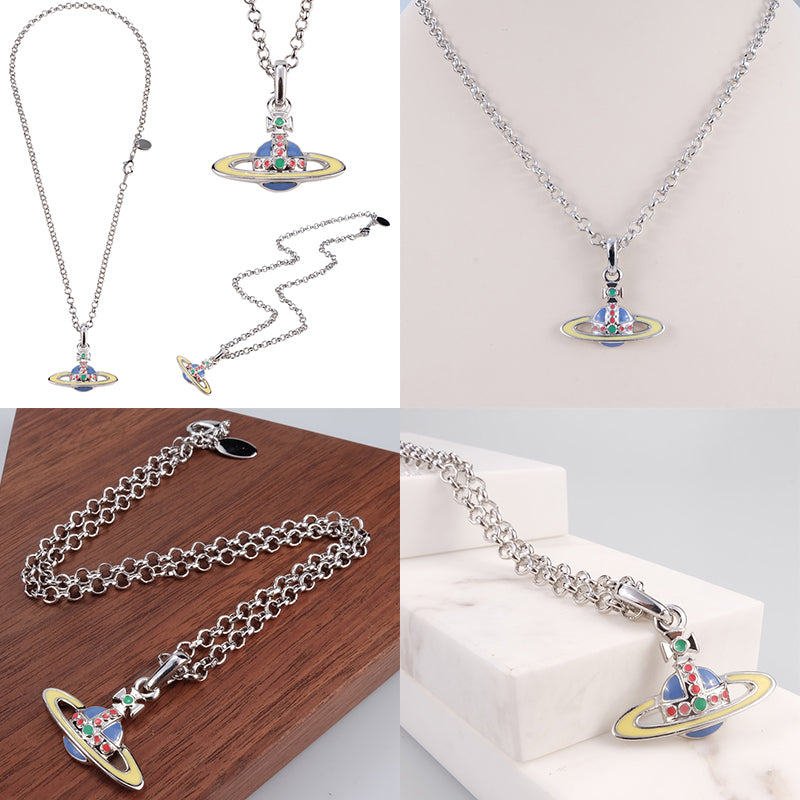 Mini Colorful Abstract 10MM Orb Pendant Necklace (7 Colors)