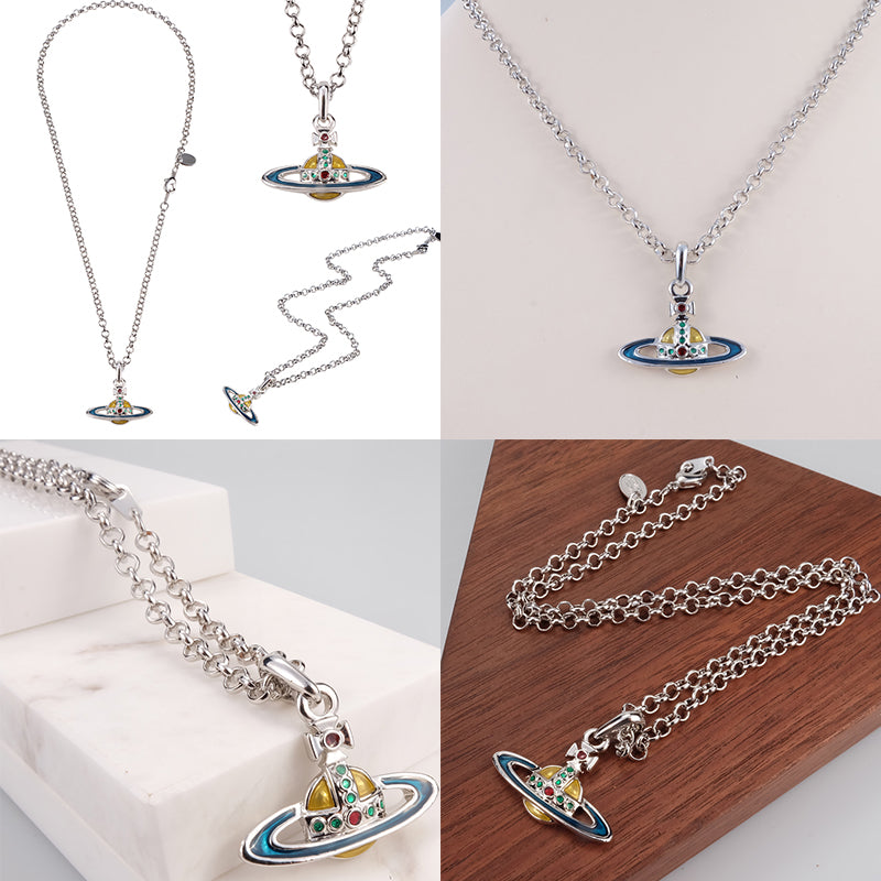 Mini Colorful Abstract 10MM Orb Pendant Necklace (7 Colors)