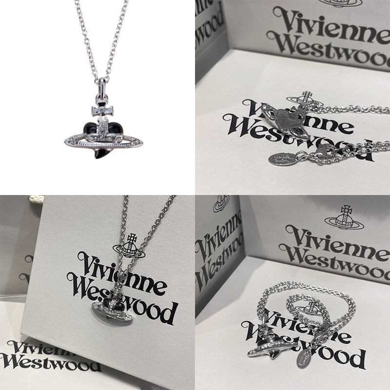 Mini Heart Shape Shaped Orb Design Pendant Silver Chain Necklace (5 Colors)