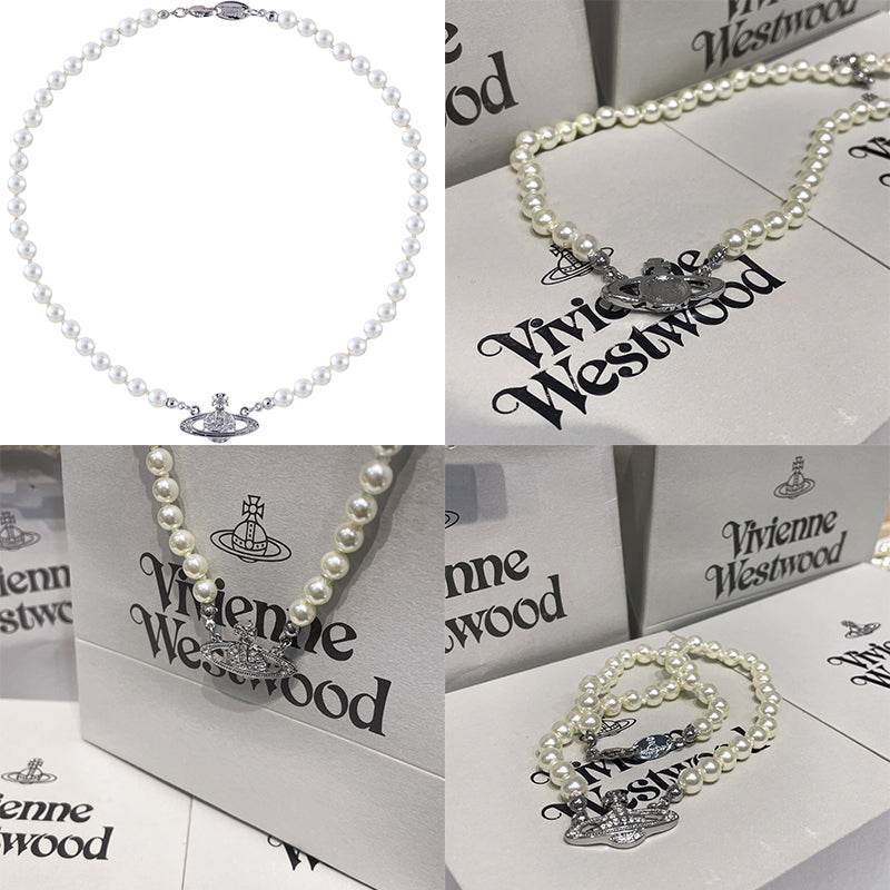 Beaded Pearl Abstract Bas Pendant Orb Necklace *3 Colors*