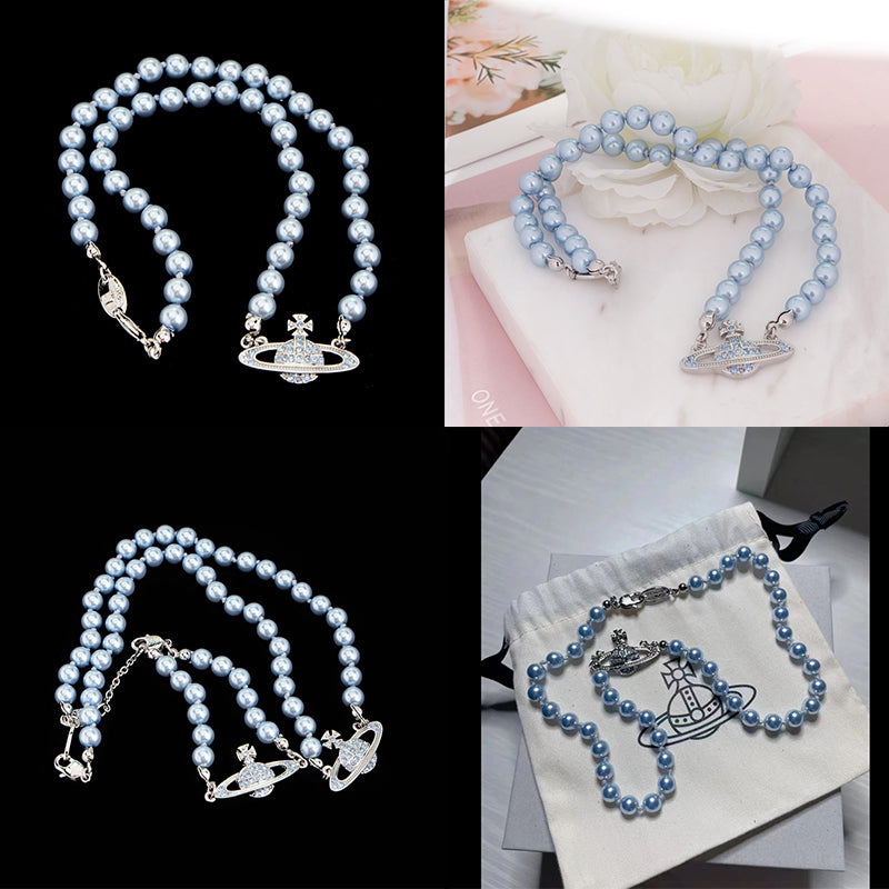 Beaded Pearl Colored Bas Abstract Pendant Orb Necklace (4 Colors)