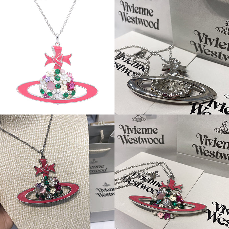 Flowers Floral Cluster Pearl Studded Orb Pendant Necklace