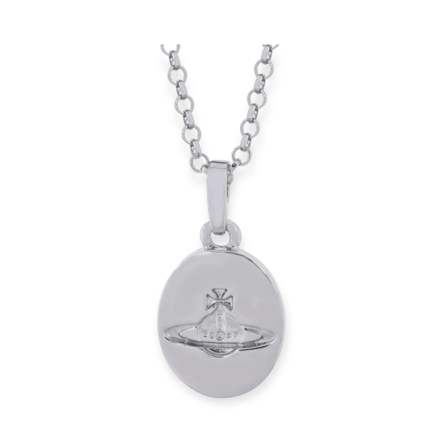 Engraved Orb Pendant Stamp Silver Necklace