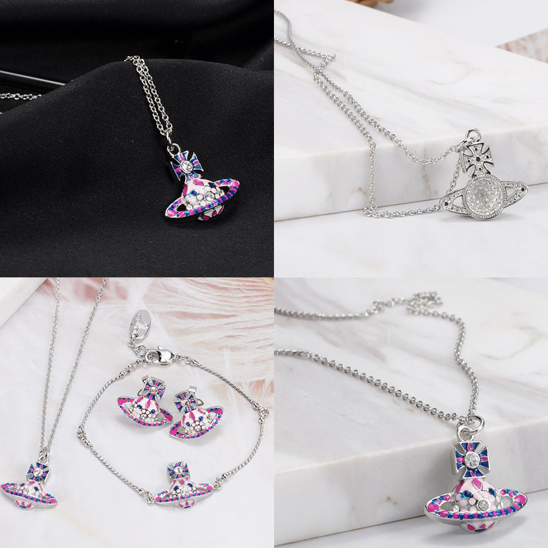 Multicolor Circus Polka Dot Design Orb Pendant Necklace (4 Colors)