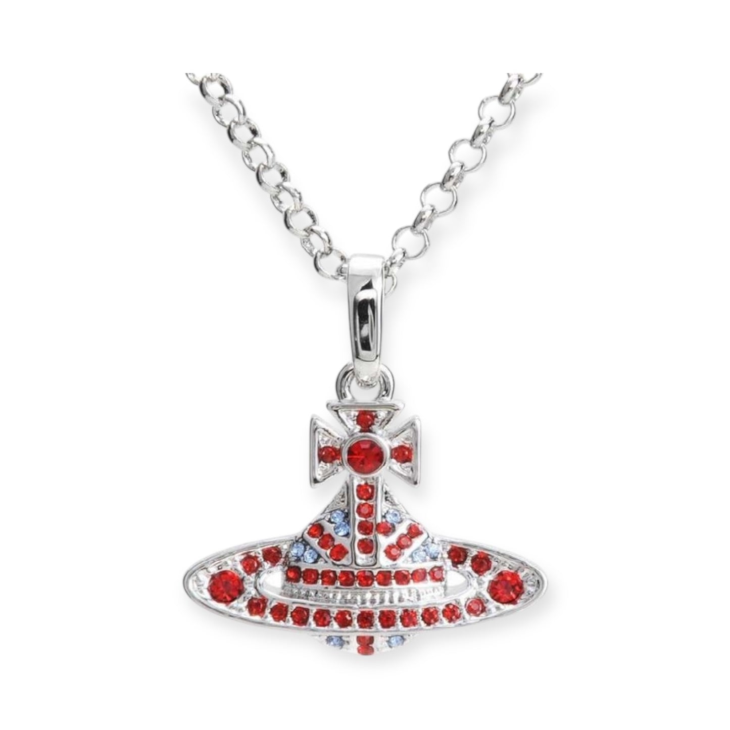Gem Studded Union Jack Orb Pendant Necklace (5 Colors)