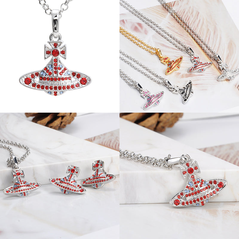 Gem Studded Union Jack Orb Pendant Necklace (5 Colors)