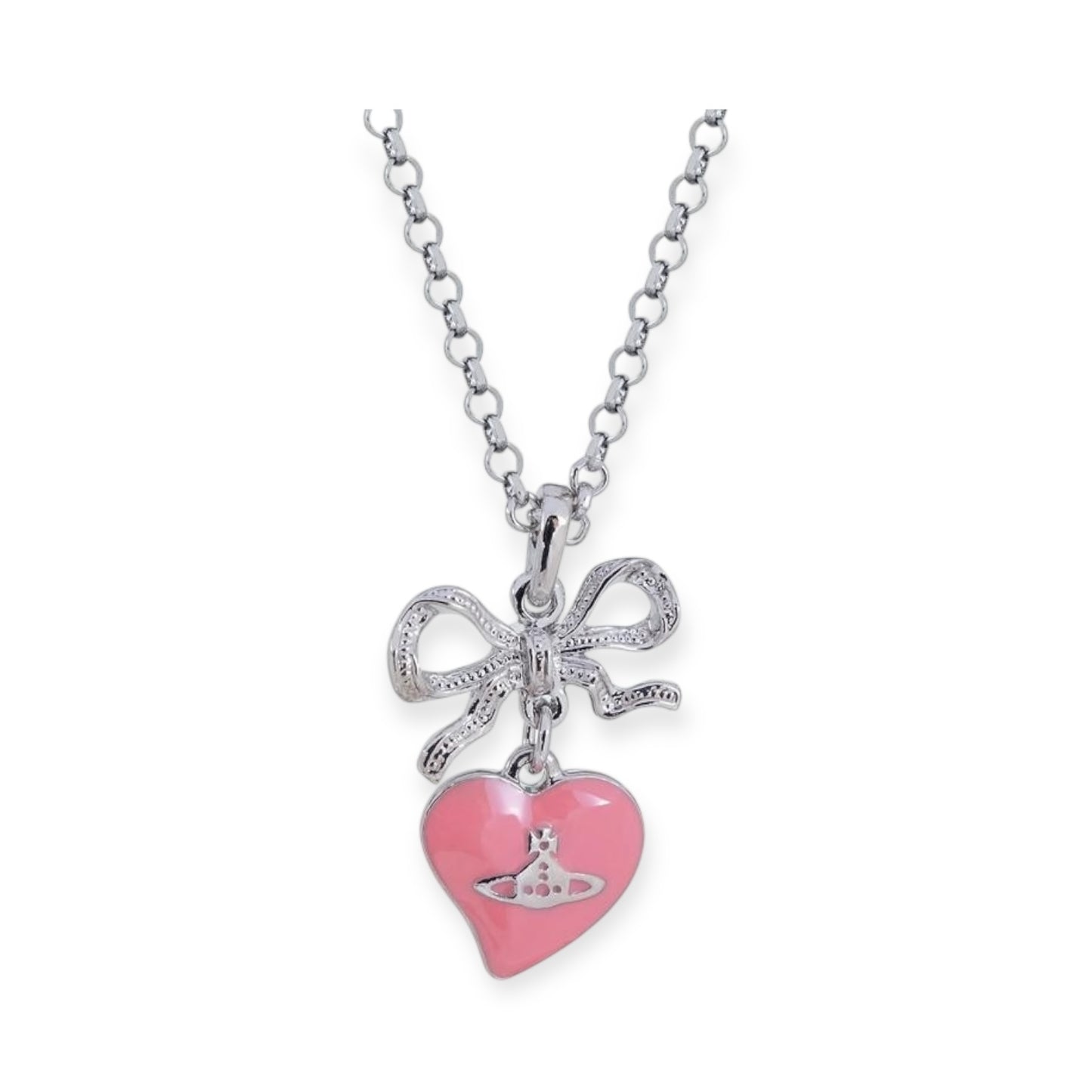 Heart Shaped Gem Studded Orb Pendant Necklace (3 colors)